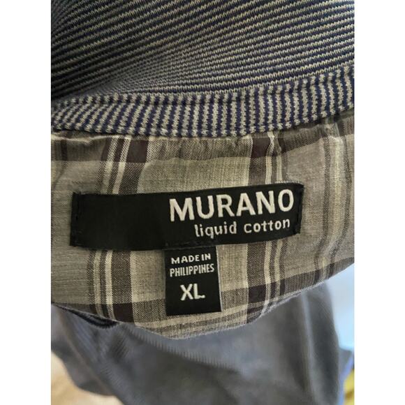 Murano Mens Pullover Size XL Liquid Cotton Knit Blue Gray Striped Quarter Zip - Picture 3 of 4